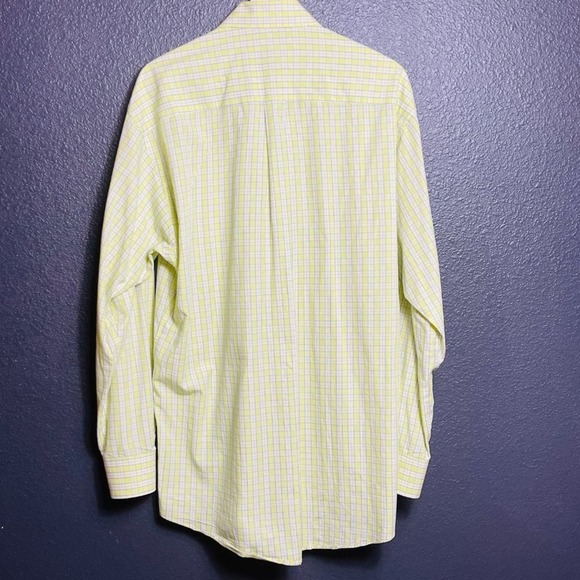 Burberry Men's Light Yellow And White Plaid Button-Up Long Sleeve Shirt Size M - Picture 2 of 10